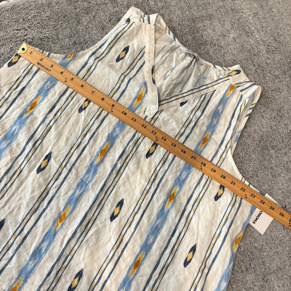 Western Women Tank Top XXL Ikat Striped Cotton Blend Coastal Tribal Summer 20597 - Picture 10 of 11